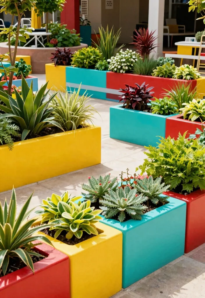 14 Block Planter Ideas That Feel Modern & Clean 41 14 Block Planter Ideas That Feel Modern & Clean - 11. Colorful Combinations 1