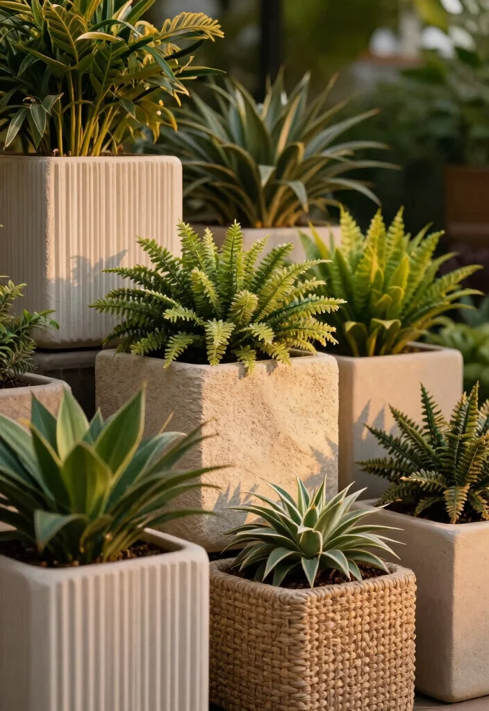 14 Block Planter Ideas That Feel Modern & Clean 42 14 Block Planter Ideas That Feel Modern & Clean - 12. Textured Planters 1