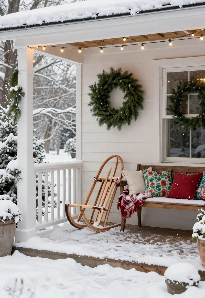 14 Christmas Patio Decorating Ideas That Sparkle Bright 29 14 Christmas Patio Decorating Ideas That Sparkle Bright - 9. Snowy Porch Decor 1
