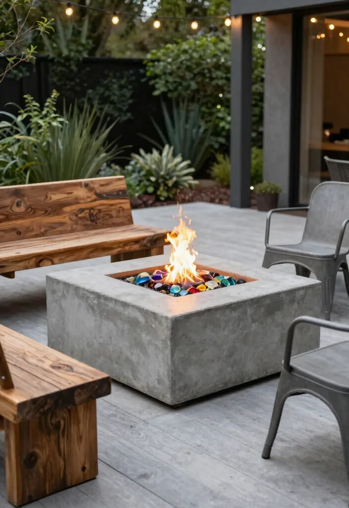 14 Deck Fire Pit Ideas for the Ultimate Hangout Spot 1 14 Deck Fire Pit Ideas for the Ultimate Hangout Spot - 1. Eco-Friendly Concrete Fire Pit 1
