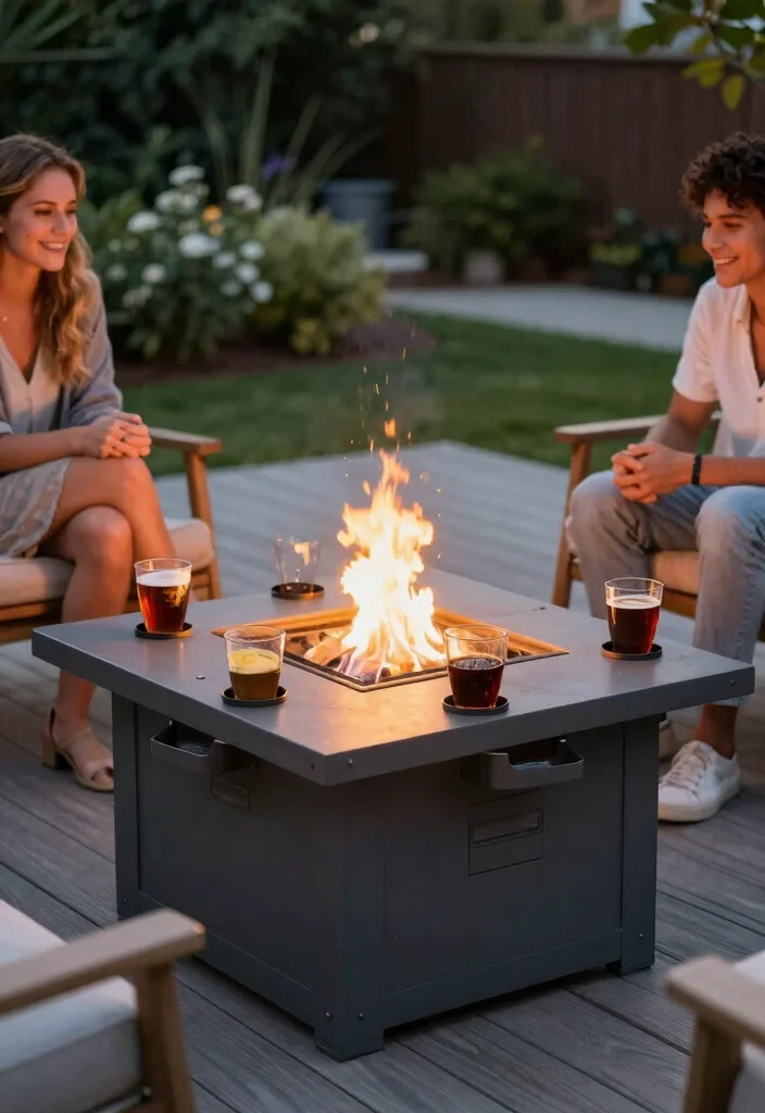 14 Deck Fire Pit Ideas for the Ultimate Hangout Spot 57 14 Deck Fire Pit Ideas for the Ultimate Hangout Spot - 13. Fire Pit with Built-in Beverage Holders 1
