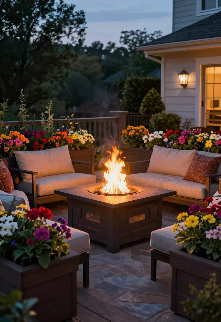 14 Deck Fire Pit Ideas for the Ultimate Hangout Spot 42 14 Deck Fire Pit Ideas for the Ultimate Hangout Spot - 8. Fire Pit with Planter Boxes 1