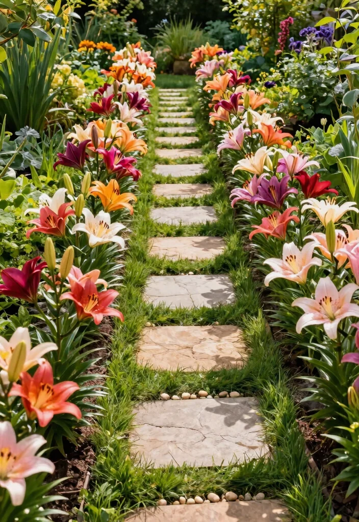14 Lily Garden Ideas Flower Beds That Bloom Beautifully - 4. Edge Your Garden with Lilies 1