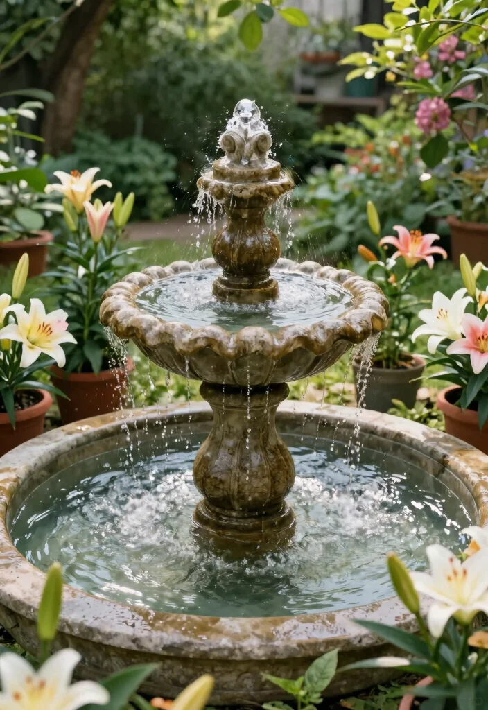14 Lily Garden Ideas Flower Beds That Bloom Beautifully - 6. Small-Scale Water Features 1