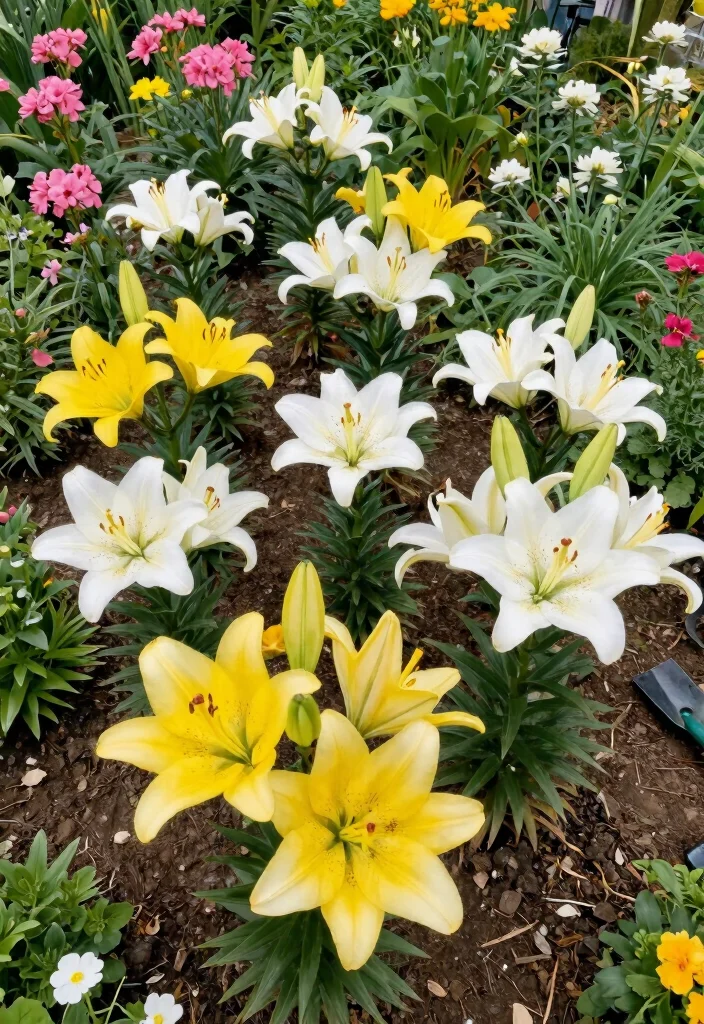 14 Lily Garden Ideas Flower Beds That Bloom Beautifully - 7. Seasonal Rotations with Lilies 1