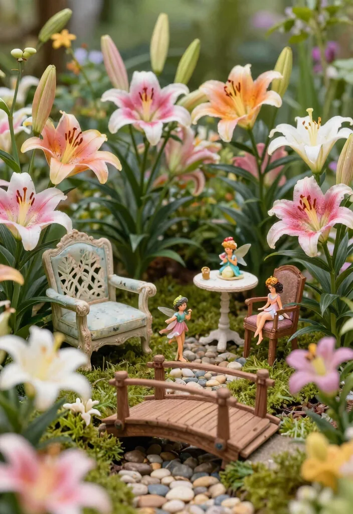 14 Lily Garden Ideas Flower Beds That Bloom Beautifully - 8. Fairy Garden with Lilies 1