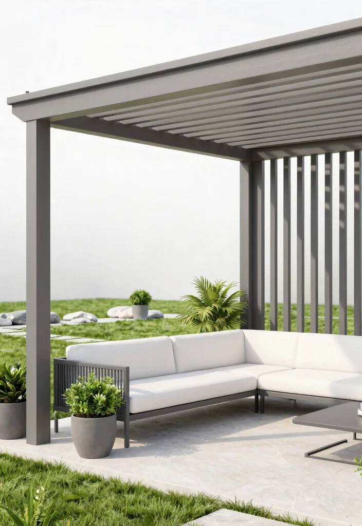 14 Louvered Pergola Ideas for Adjustable Shade & Style 1 14 Louvered Pergola Ideas for Adjustable Shade & Style - 1. Elegant Minimalism 1