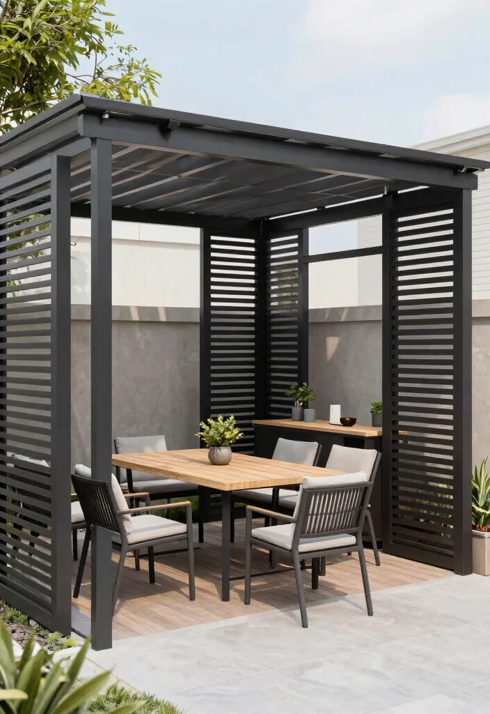 14 Louvered Pergola Ideas for Adjustable Shade & Style 52 14 Louvered Pergola Ideas for Adjustable Shade & Style - 12. Multifunctional Spaces 1