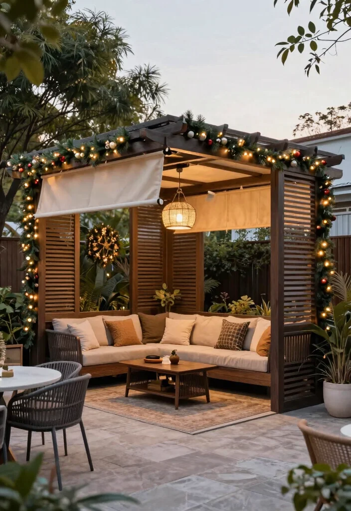 14 Louvered Pergola Ideas for Adjustable Shade & Style 64 14 Louvered Pergola Ideas for Adjustable Shade & Style - 14. Seasonal Adaptations 1