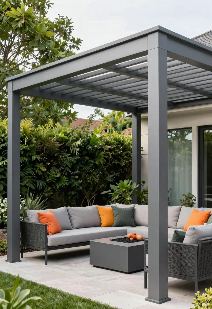 14 Louvered Pergola Ideas for Adjustable Shade & Style 13 14 Louvered Pergola Ideas for Adjustable Shade & Style - 3. Contemporary Chic 1