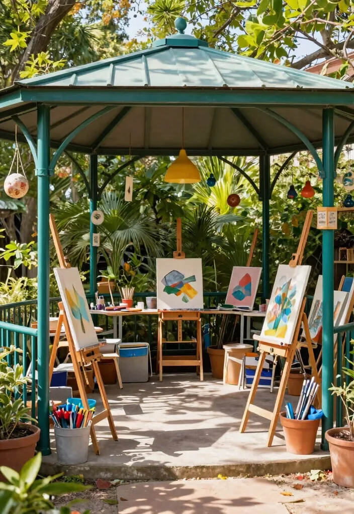 14 Metal Gazebo Ideas Backyard Outdoor Spaces Will Love - 10. Artistic Workshop Space 1