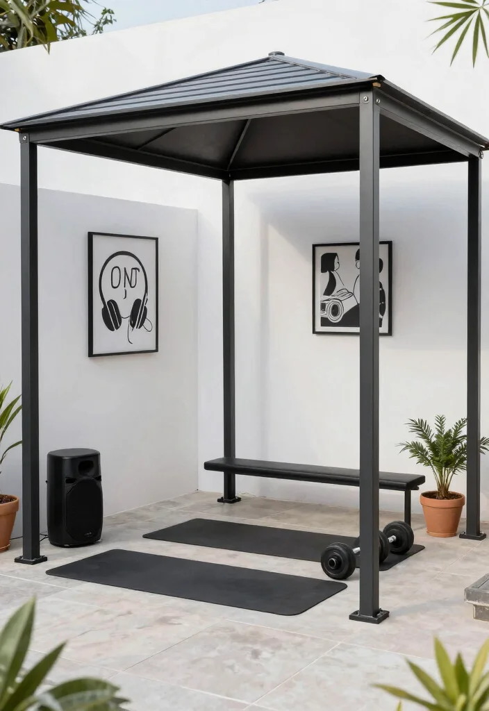 14 Metal Gazebo Ideas Backyard Outdoor Spaces Will Love - 14. Personal Fitness Space 1