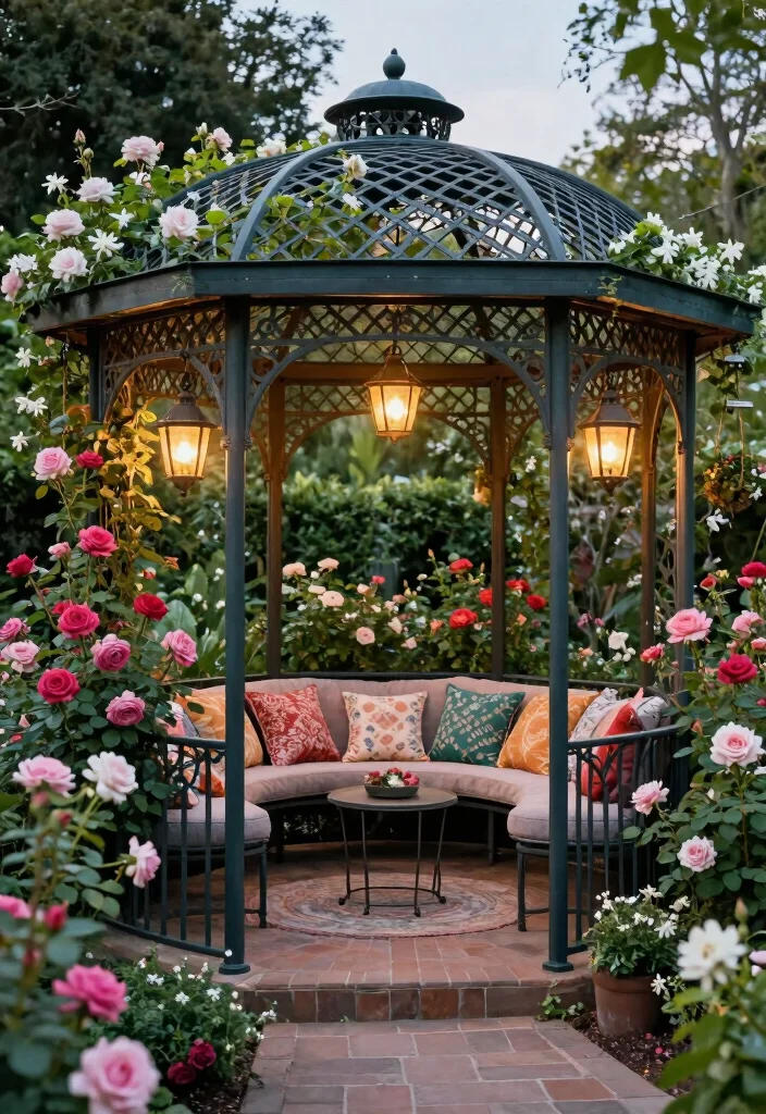 14 Metal Gazebo Ideas Backyard Outdoor Spaces Will Love - 3. Garden Sanctuary with Lattice Work 1