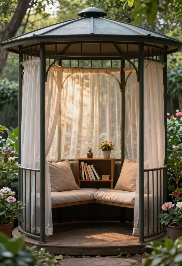 14 Metal Gazebo Ideas Backyard Outdoor Spaces Will Love - 5. Cozy Reading Nook 1