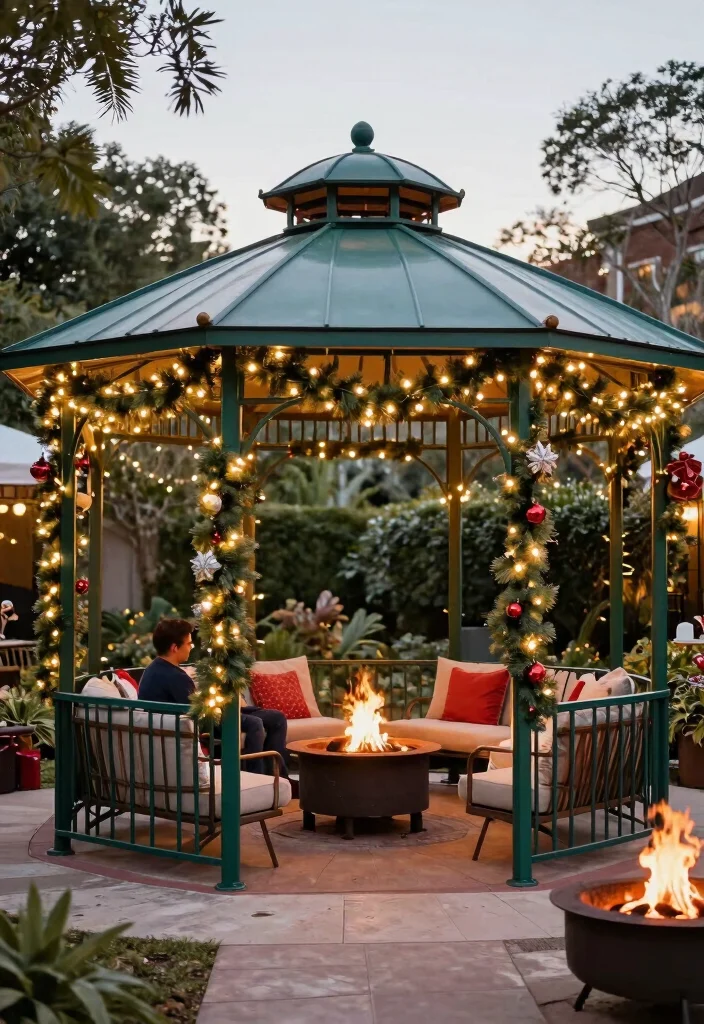 14 Metal Gazebo Ideas Backyard Outdoor Spaces Will Love - 8. Festive Holiday Gathering Spot 1