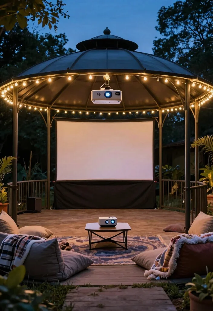 14 Metal Gazebo Ideas Backyard Outdoor Spaces Will Love - 9. Outdoor Movie Theater 1