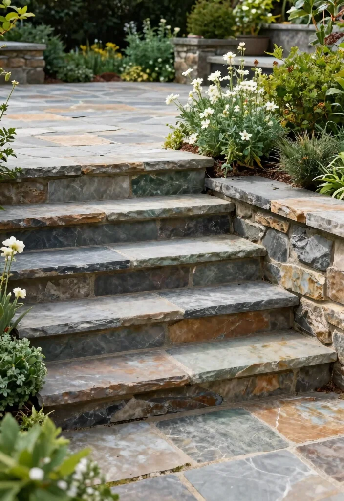 14 Outdoor Stairs Ideas That Elevate Your Landscape - 3. Elegant Stone Steps 1