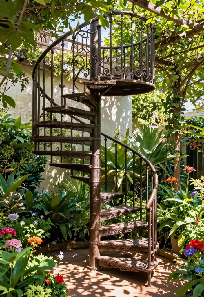 14 Outdoor Stairs Ideas That Elevate Your Landscape - 4. Spiral Staircases 1