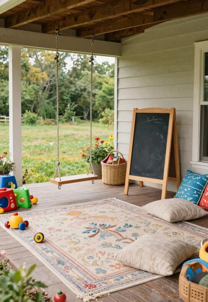 14 Ranch Front Porch Ideas With Rustic Appeal 53 14 Ranch Front Porch Ideas With Rustic Appeal - 13. Family-Friendly Play Area 1