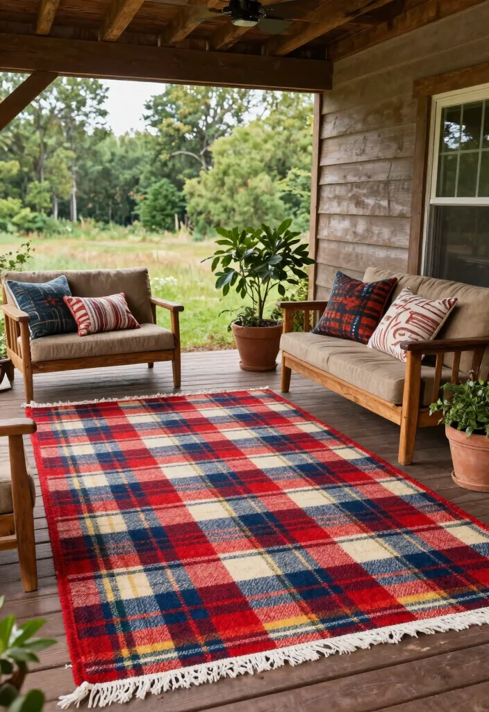 14 Ranch Front Porch Ideas With Rustic Appeal 39 14 Ranch Front Porch Ideas With Rustic Appeal - 9. Outdoor Rugs for Comfort 1