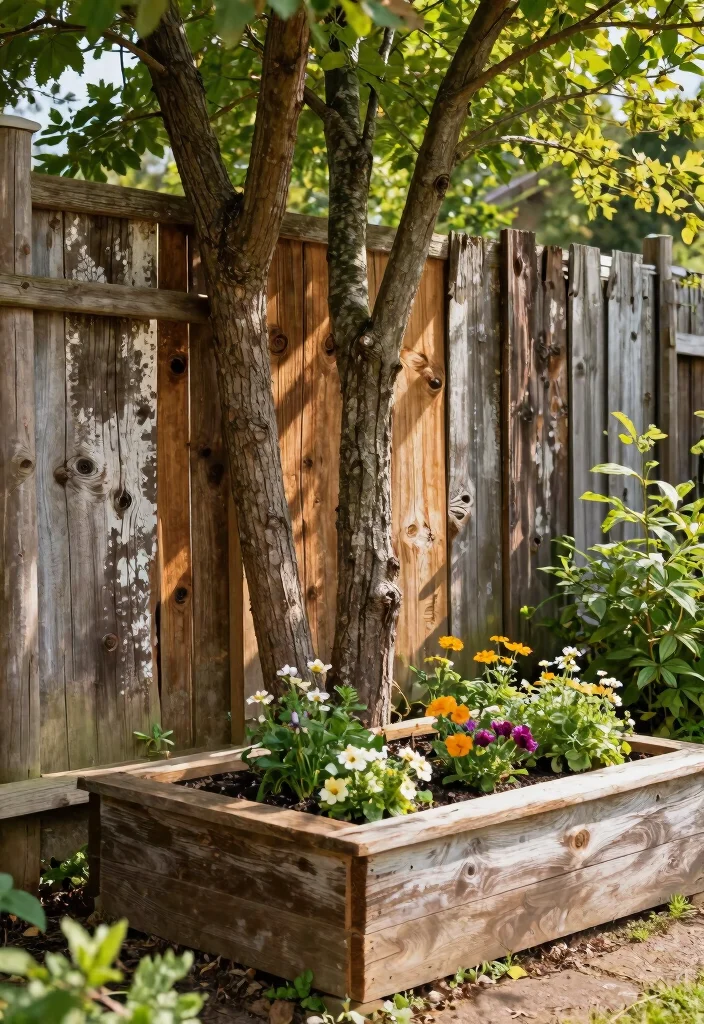 14 Tree Fence Ideas That Blend Nature & Privacy - 11. Reclaimed Wood and Trees 1