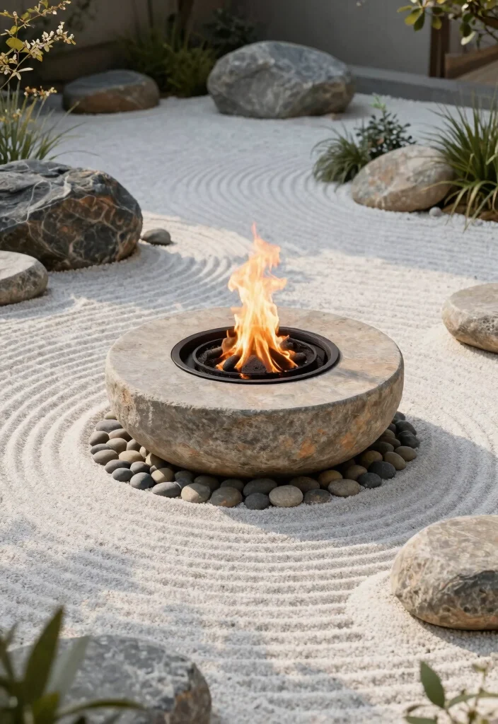 15 Fire Pit Ideas Outdoor Spaces Will Obsess Over - 10. Fire Pit Surrounded by a Zen Garden 1