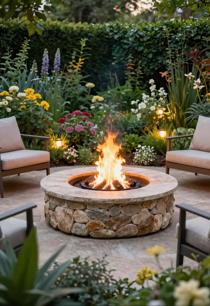15 Fire Pit Ideas Outdoor Spaces Will Obsess Over - 5. Raised Fire Pit with a Green Garden 1