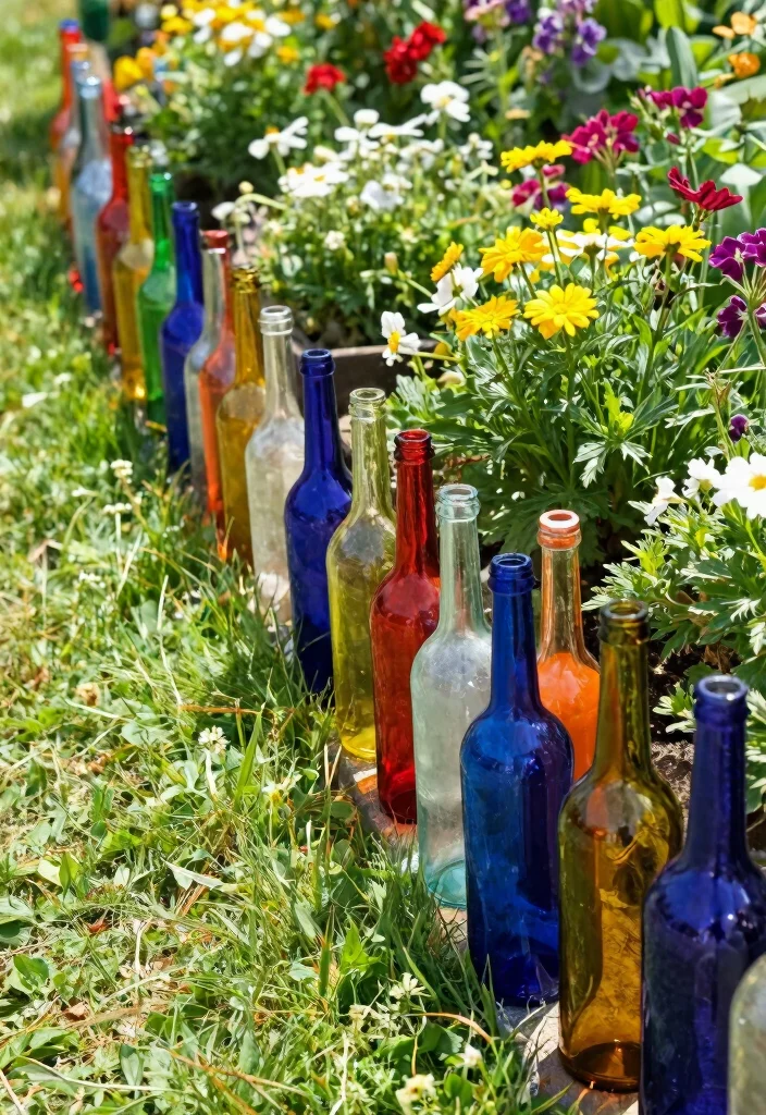 15 Front Yard Edging Ideas That Define Your Landscape Beautifully 61 15 Front Yard Edging Ideas That Define Your Landscape Beautifully - 13. Glass Bottle Edging 1