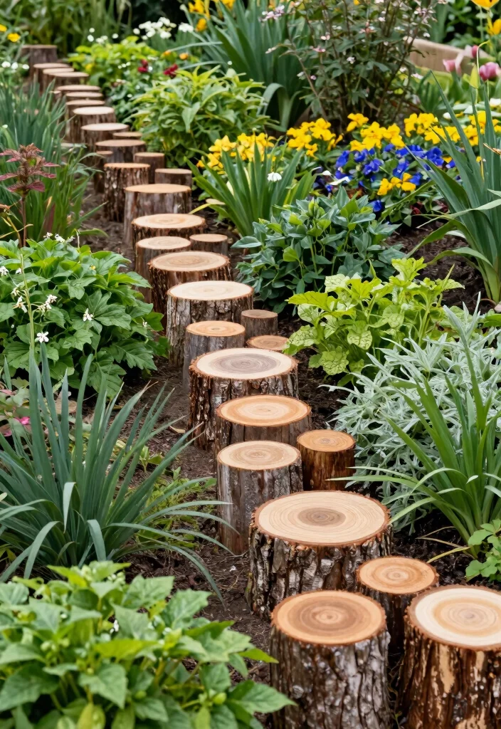 15 Front Yard Edging Ideas That Define Your Landscape Beautifully 63 15 Front Yard Edging Ideas That Define Your Landscape Beautifully - 15. Tree Trunk Edging 1