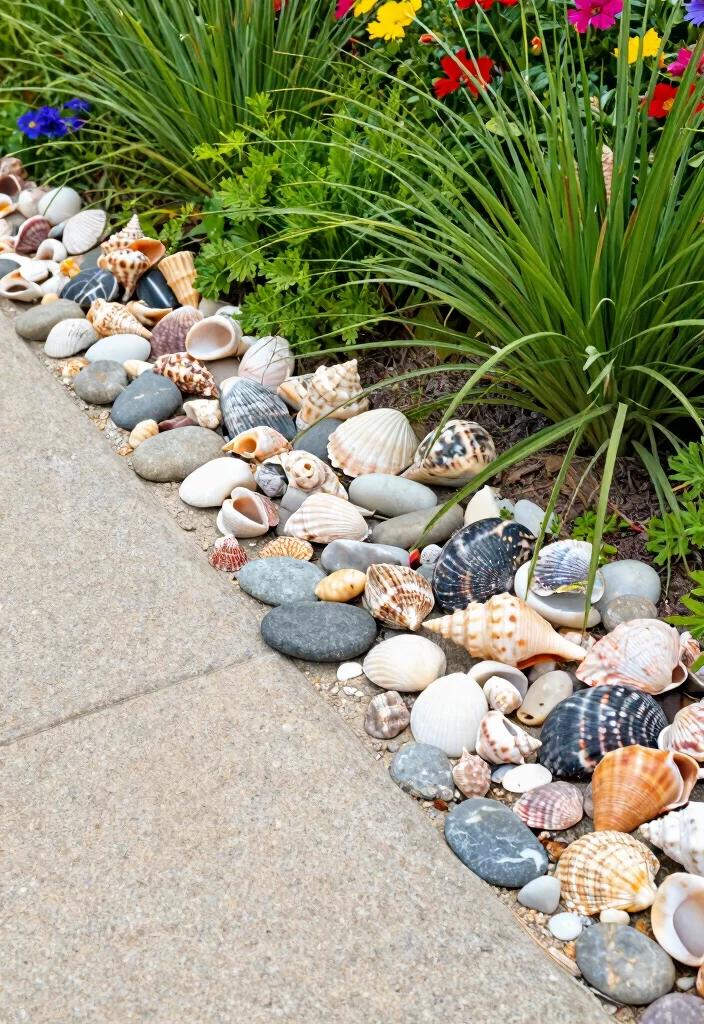 15 Front Yard Edging Ideas That Define Your Landscape Beautifully 38 15 Front Yard Edging Ideas That Define Your Landscape Beautifully - 8. Shell or Beach Stone Edging 1