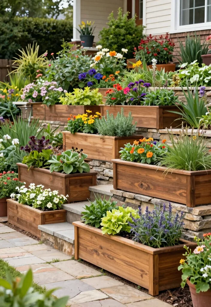 15 Front of House Planter Ideas That Boost Curb Appeal 25 15 Front of House Planter Ideas That Boost Curb Appeal - 6. Terraced Planters 1