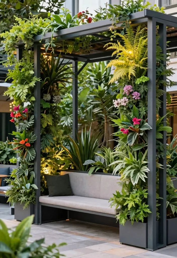 15 Metal Pergola Ideas for a Sleek Modern Look - 11. Vertical Gardens and Pergolas 1
