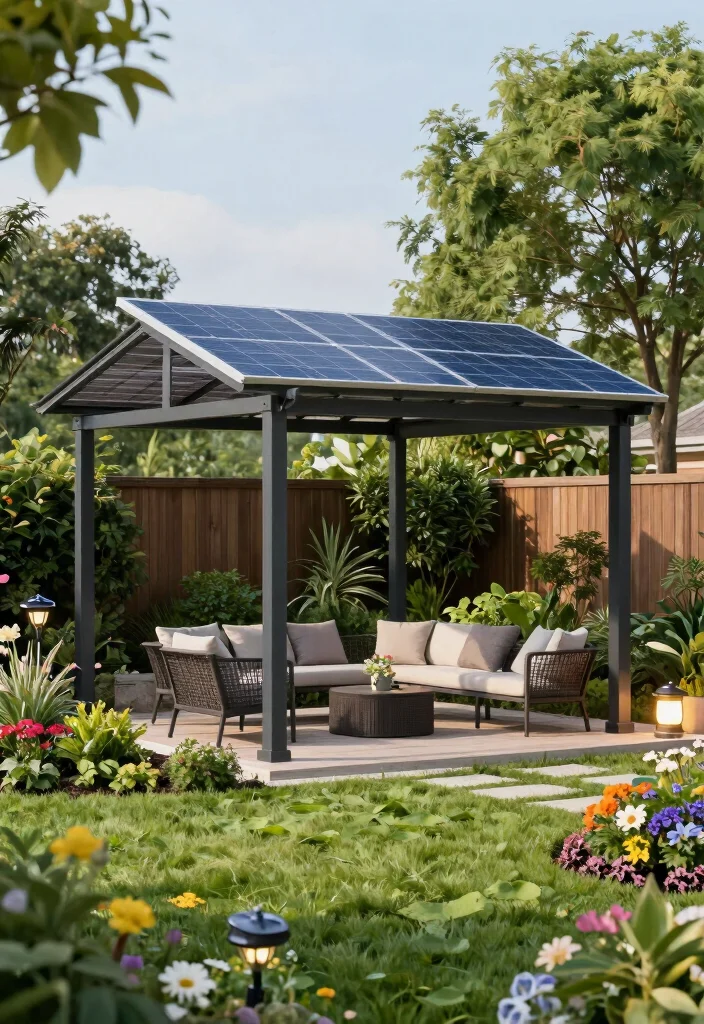 15 Metal Pergola Ideas for a Sleek Modern Look - 12. Solar-Powered Pergola 1