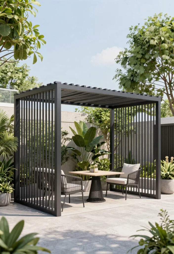 15 Metal Pergola Ideas for a Sleek Modern Look - 14. Customizable Modular Pergola 1
