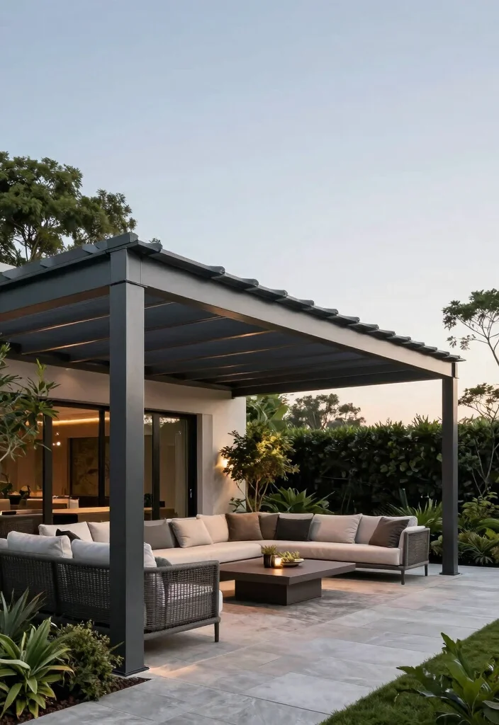 15 Metal Pergola Ideas for a Sleek Modern Look - 5. Cantilevered Style 1
