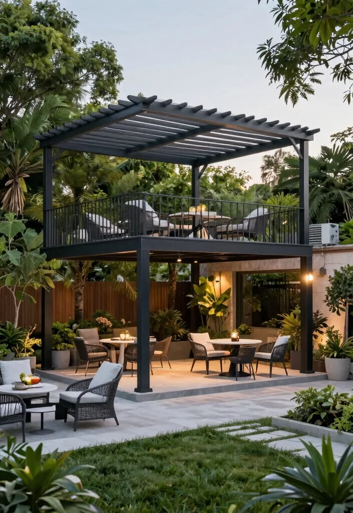 15 Metal Pergola Ideas for a Sleek Modern Look - 8. Multi-Level Design 1