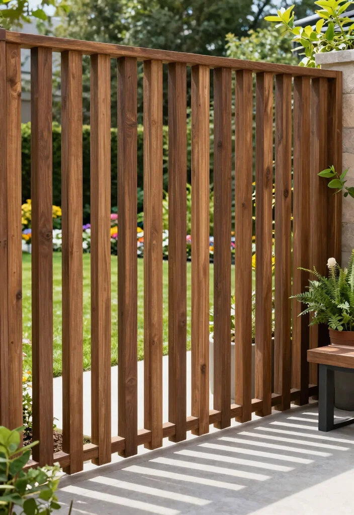 15 Simple Fence Ideas That Are Clean & Modern - 1. Vertical Wood Slat Fencing 1