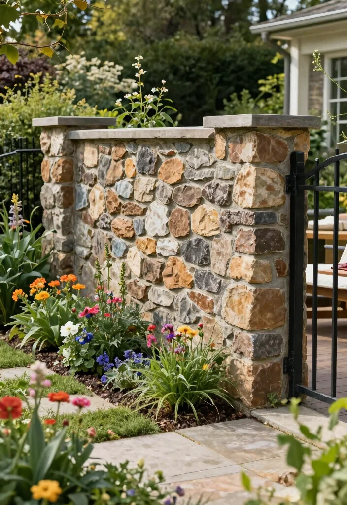 15 Simple Fence Ideas That Are Clean & Modern - 10. Stone Wall Fencing 1