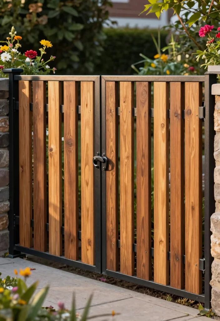 15 Simple Fence Ideas That Are Clean & Modern - 14. Mixed Material Fencing 1