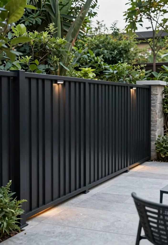 15 Simple Fence Ideas That Are Clean & Modern - 2. Simple Metal Panel Fencing 1