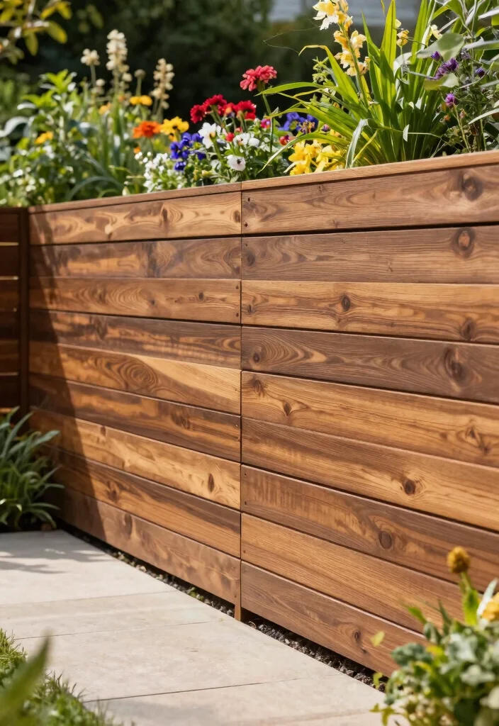 15 Simple Fence Ideas That Are Clean & Modern - 3. Horizontal Wood Plank Fence 1