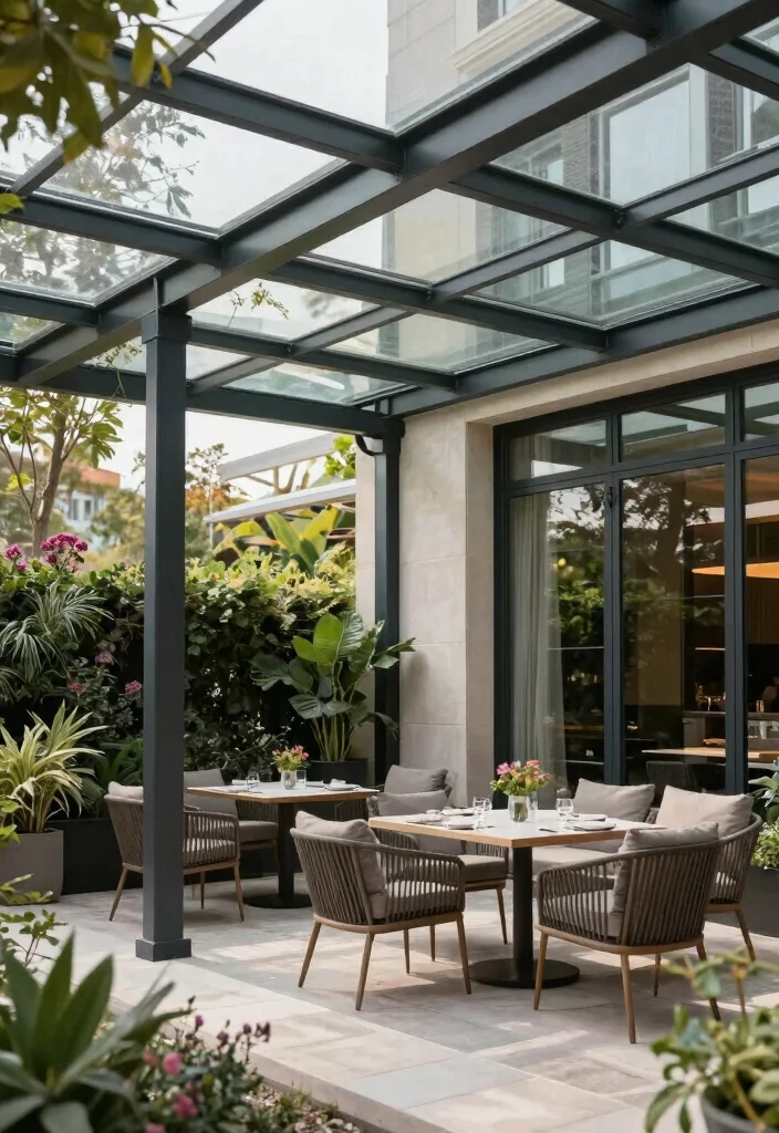 16 Corner Pergola Ideas That Maximize Small Spaces - 13. Elegant Glass Pergola 1