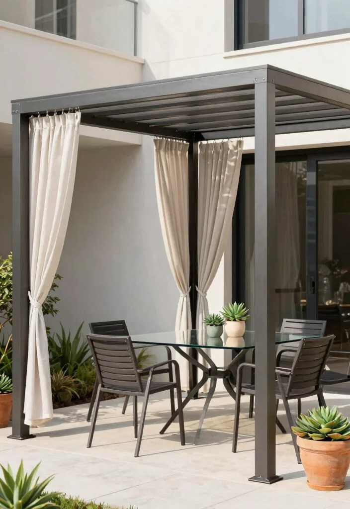 16 Corner Pergola Ideas That Maximize Small Spaces - 3. Metal Frame Pergola 1