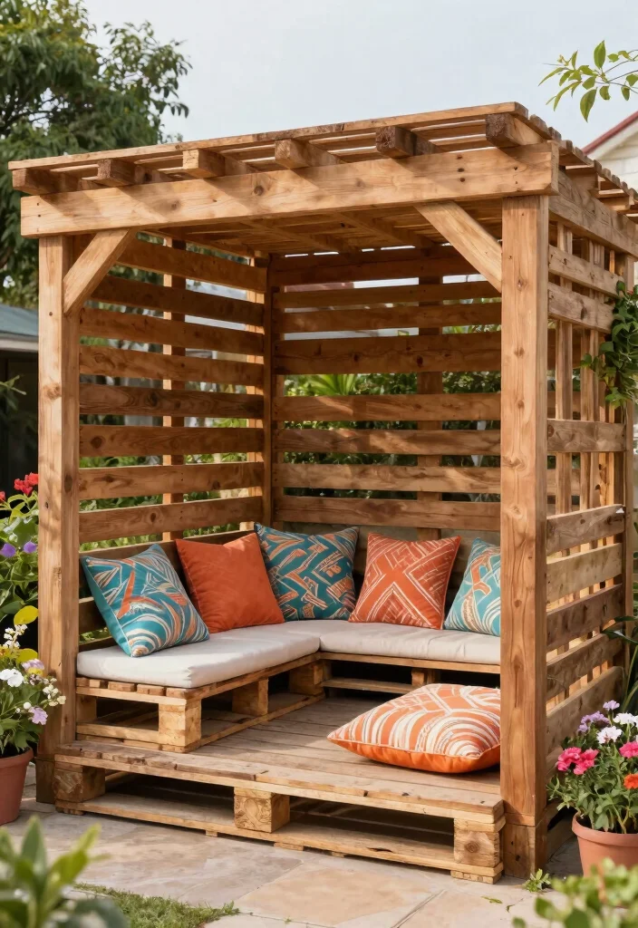 16 Corner Pergola Ideas That Maximize Small Spaces - 4. DIY Pallet Pergola 1