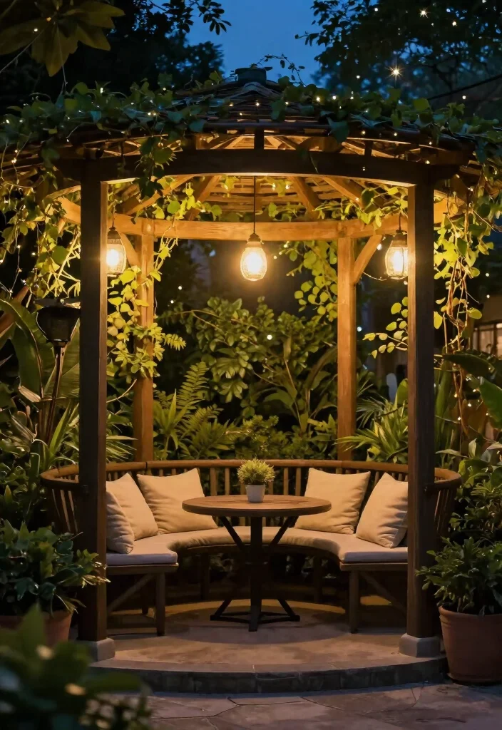 16 Corner Pergola Ideas That Maximize Small Spaces - 6. Pergola with Hanging Lights 1