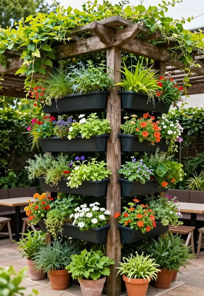 16 Corner Pergola Ideas That Maximize Small Spaces - 7. Vertical Garden Pergola 1