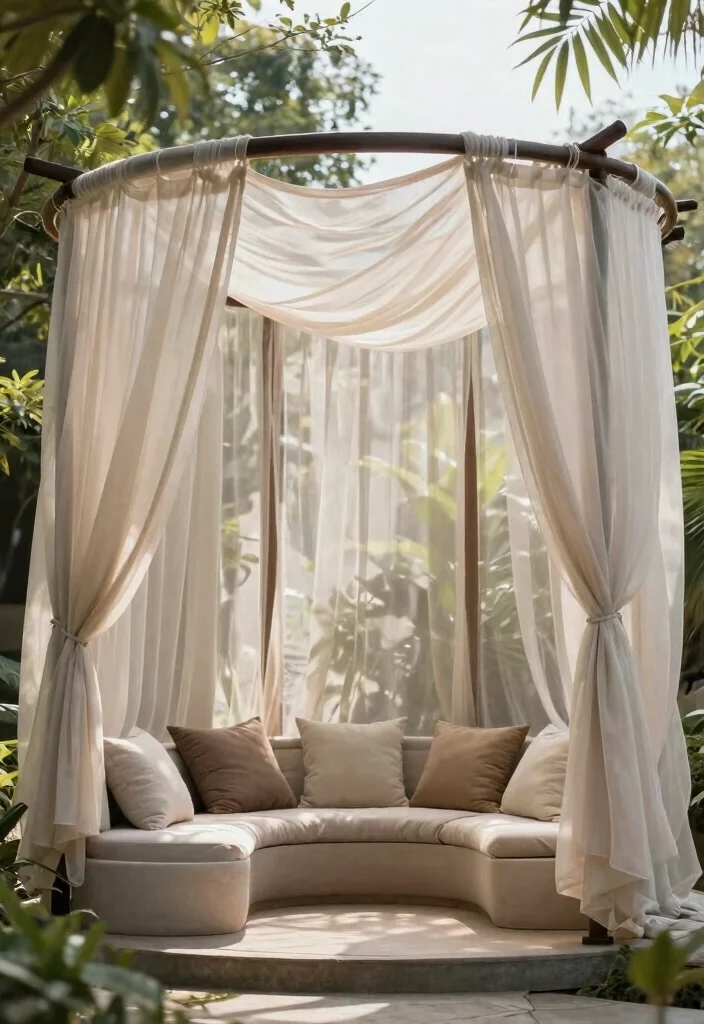 16 Corner Pergola Ideas That Maximize Small Spaces - 9. Chic Fabric Draped Pergola 1