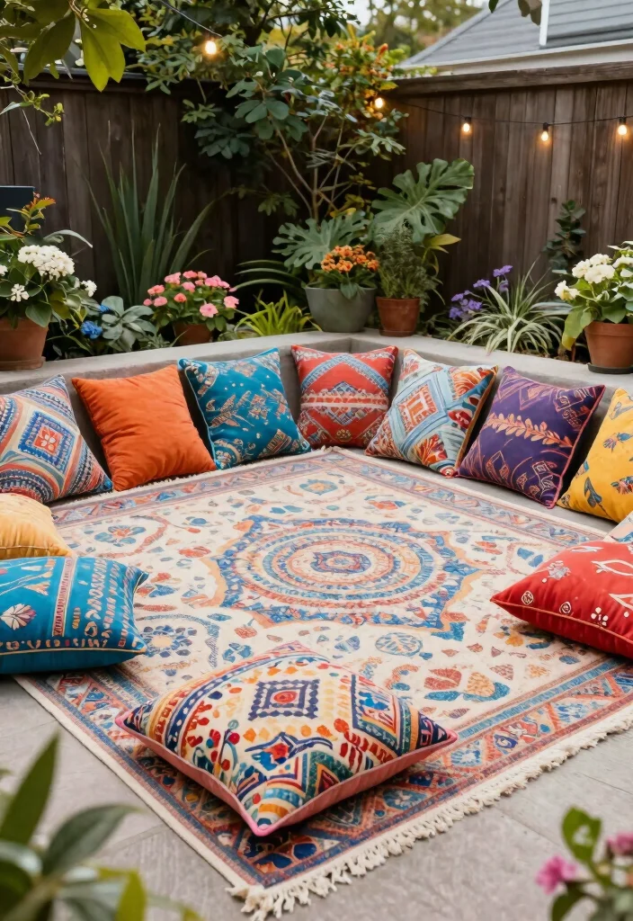 16 Cozy Backyard 2026 Trending Ideas That Feel Warm & Inviting All Year 5 16 Cozy Backyard 2026 Trending Ideas That Feel Warm & Inviting All Year - 5. Outdoor Rugs and Textiles 1