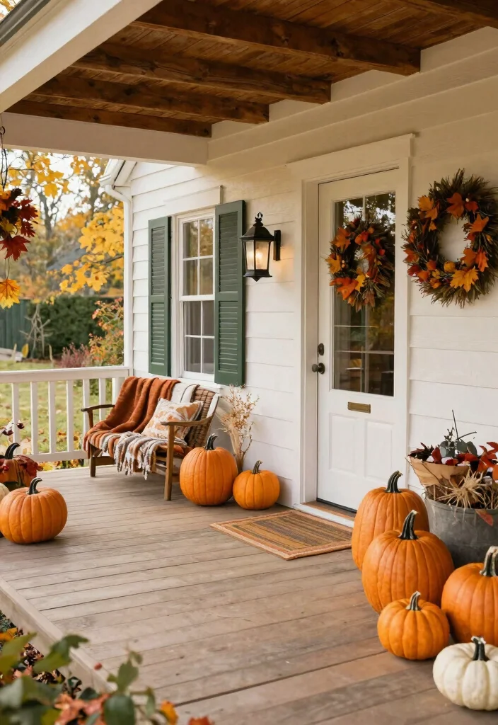 16 Farmhouse Patio Ideas That Feel Cozy & Timeless - 14. Seasonal Decorations 1