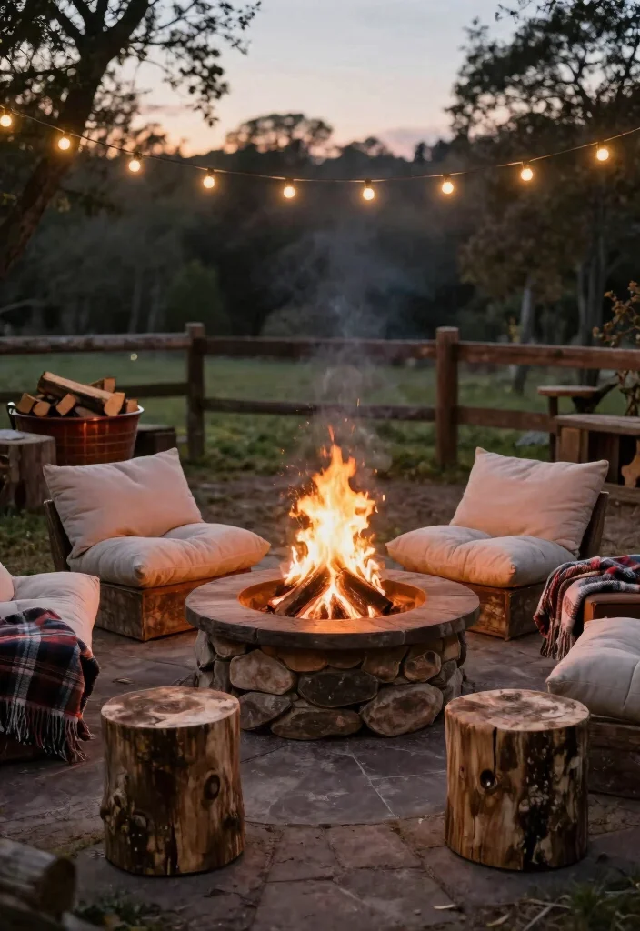 16 Farmhouse Patio Ideas That Feel Cozy & Timeless - 2. Cozy Fire Pit Area 1